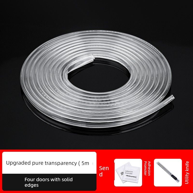 Car Anti-Collision Strip Door Sticker Protection Strip Anti-Collision Invisible Universal Modification Trunk Hood Door Edge Decorative Strip Transparent 5m Four Doors Vertical