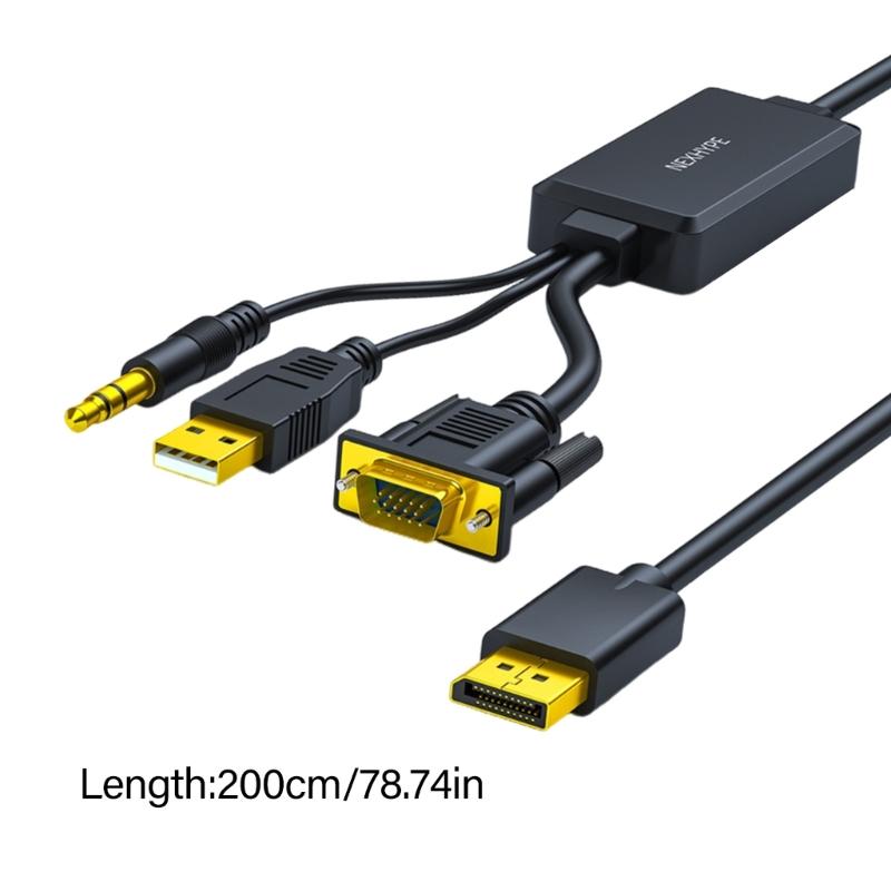 VGA To DP Adapter Cable Support Sound Transmission and 1080P Resolution for PC Laptop To TV Monitor