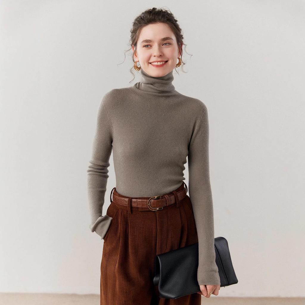 Seamless Cashmere Turtleneck Sweater - Slim Fit & Skin-Friendly for Autumn/Winter