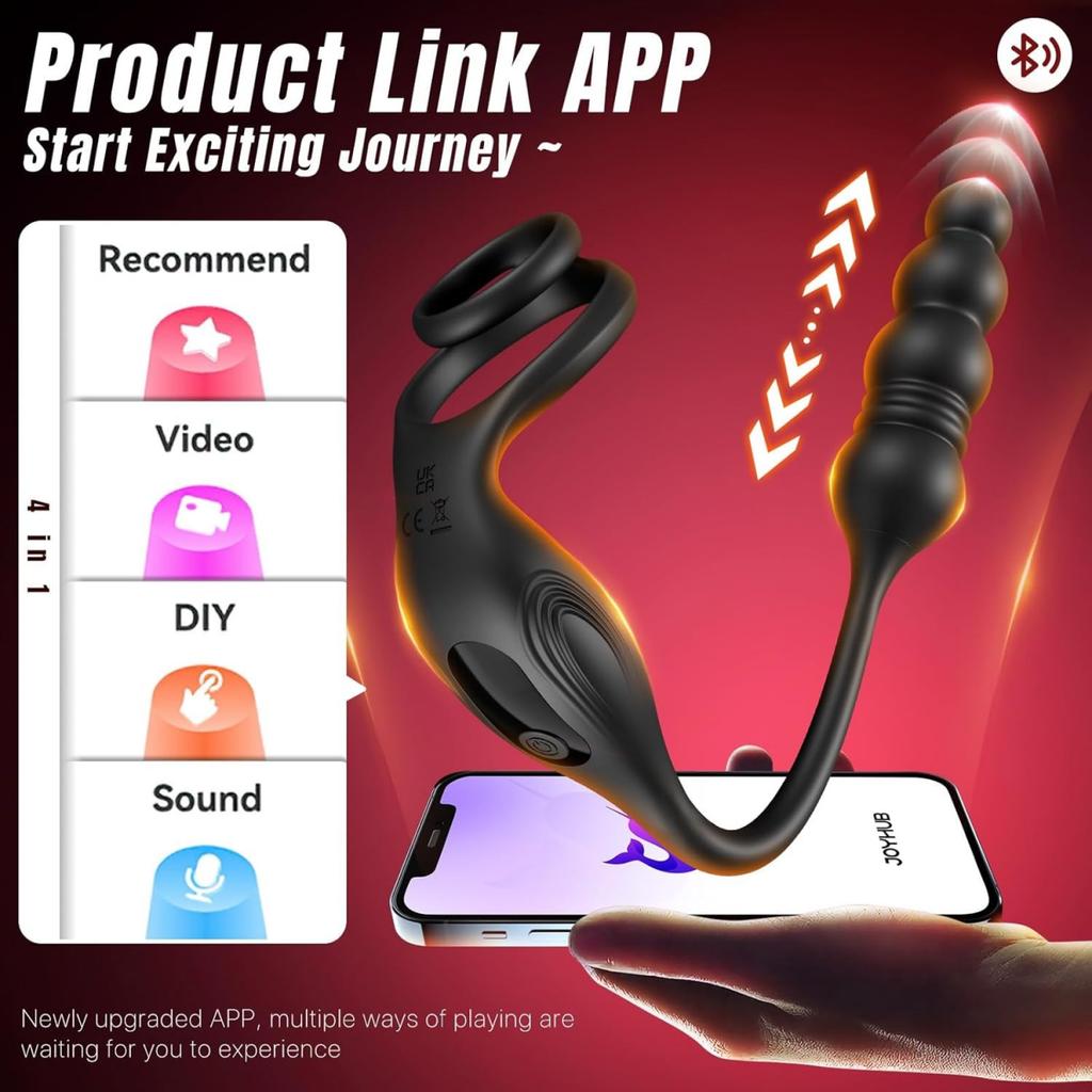 Prostate Massager Vibrating Cock Ring Anal Plug Vibrator Adult Toy Anal Sex Toys Vibrating Butt Plug App Remote Control 10 Vibrating Thrusting Modes