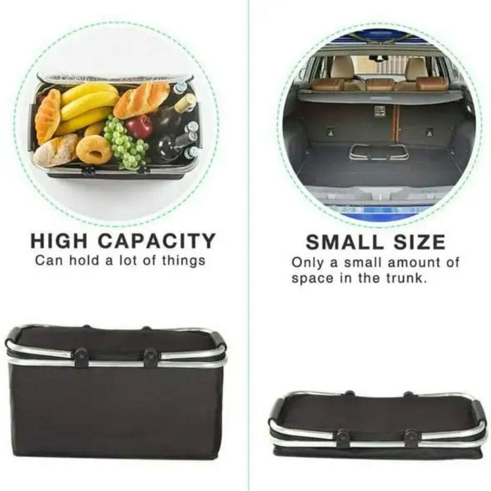 Foldable Picnic Food Bag Large Capacity Insulation Storage Basket Insulated Cooler Bag  Car