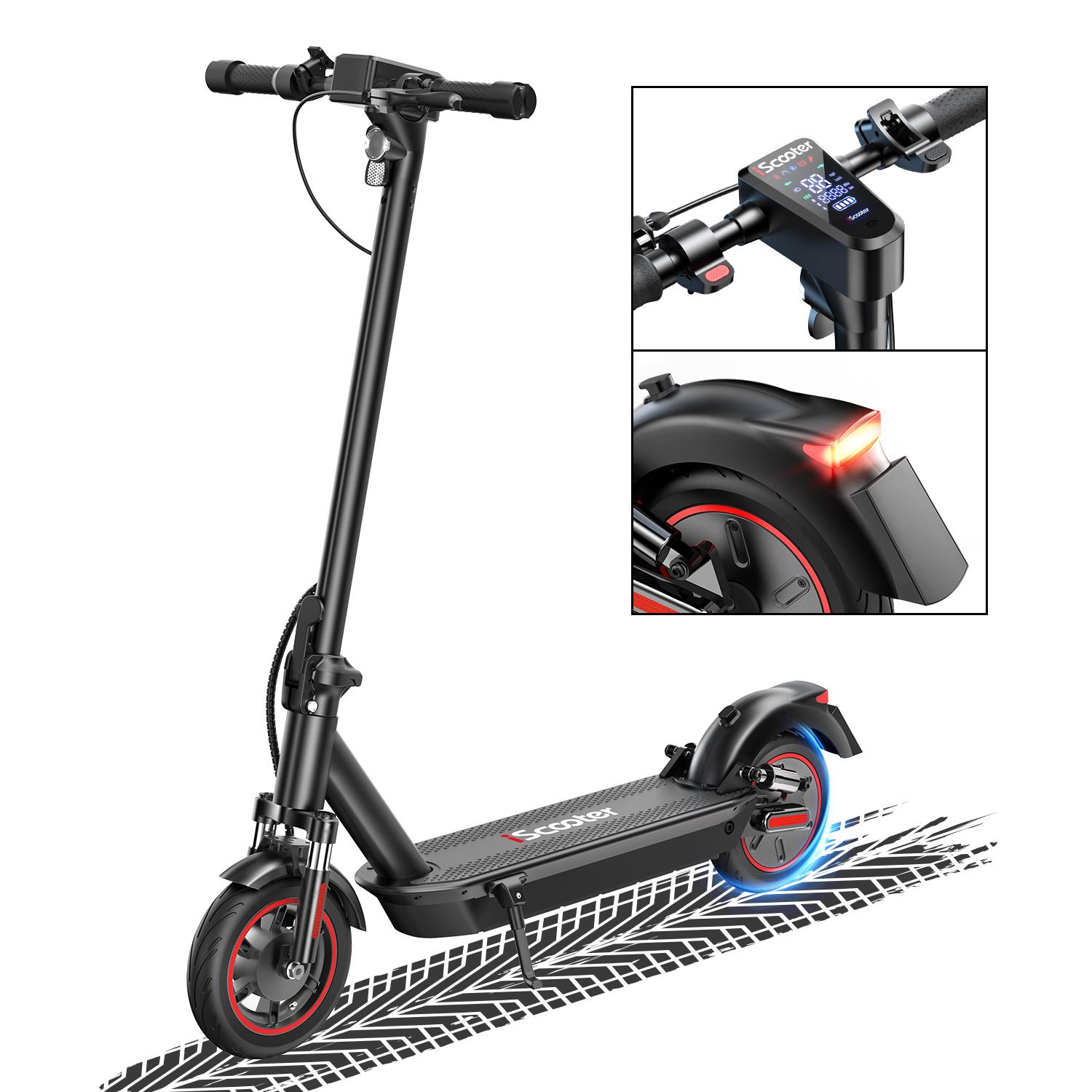 Trottinette électrique iscooter i10Max 10 pouces - Moteur 750 W, autonomie 85-96 km, double suspension, compatible avec l'application iScooter, noir M noir