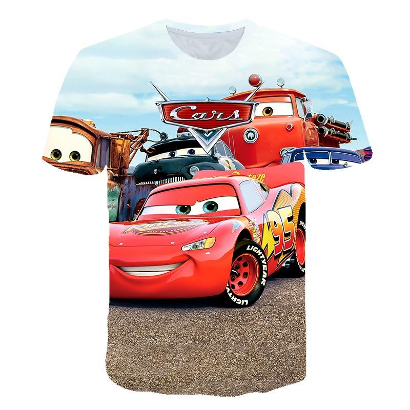2024 new sports, short sleeves, animation, racing story 3D digital printing children's T-shirt