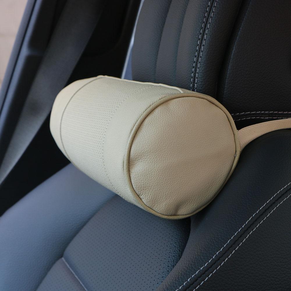 Memory Foam Auto-Nackenkissen/Echtes Leder Auto Cervical Round Roll Bürostuhl Bolster Kopfstütze unterstützt Kissenpolster