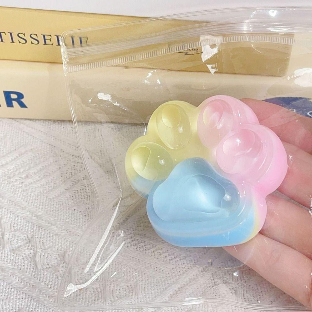 Poached Egg Mini Cat Paw Squeeze Toy Three-color Rainbow Pinch Decompression Toy Kid
