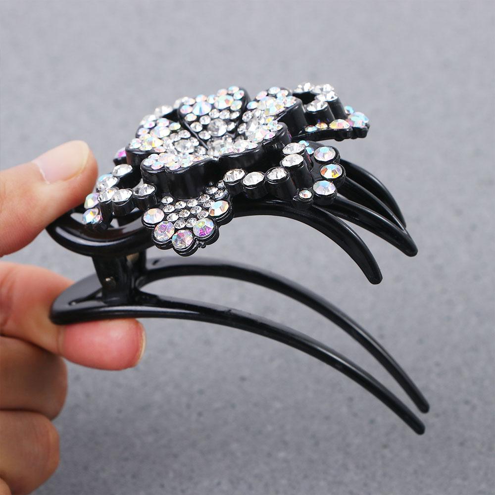 Vintage Elegante Acryl-Kopfbedeckung Mädchen Haarspange Zopfhalter Strass-Haarkralle Haaraccessoires Blume Entenschnabel-Clip