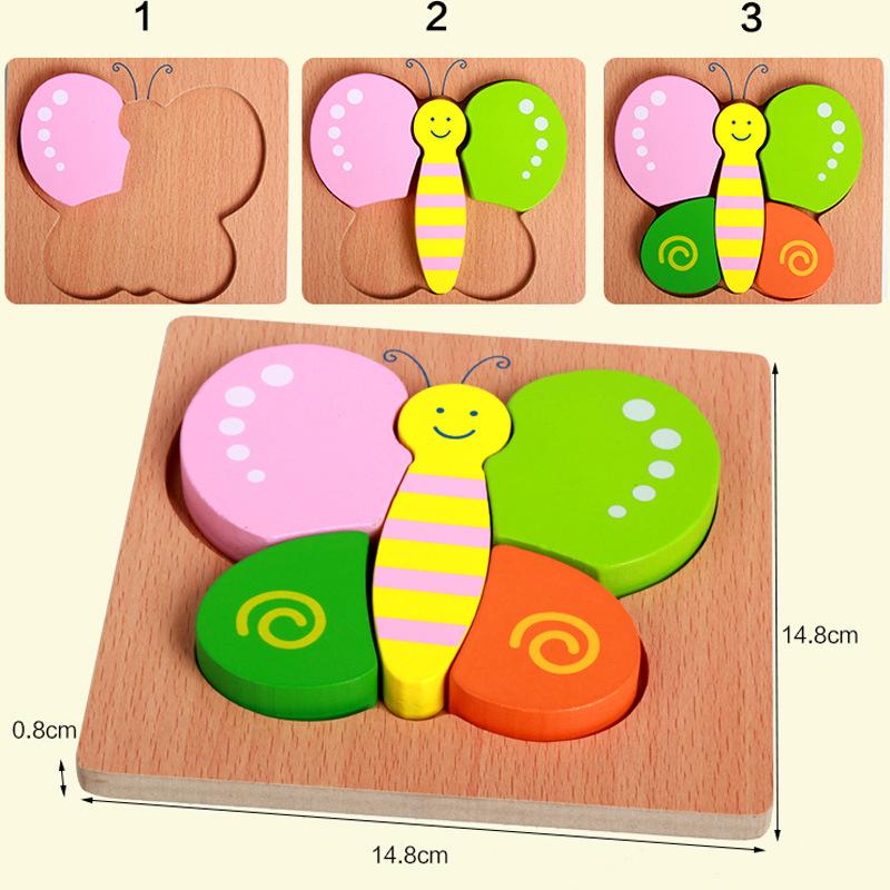Verdicktes 3D-Holztier- und Transportpuzzle - Pädagogische Bausteine für Kleinkinder