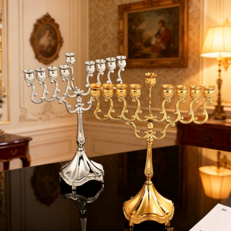 9-head European Light Luxury Zinc Alloy Candle Stand Retro High-end Candlelight Dinner Romantic Desktop Decoration