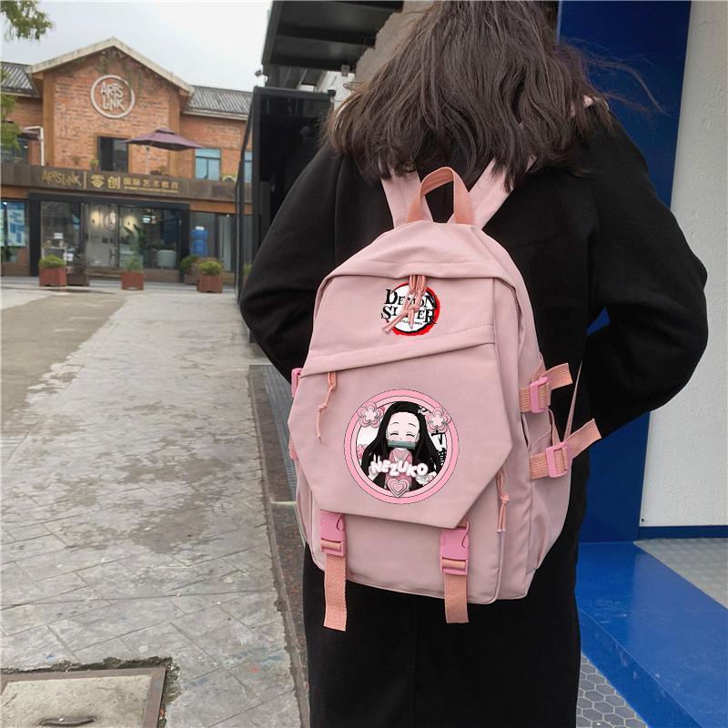 Anime Demon Slayer Ryggsekk Back To Schoolbag for Boy Girl Bookbag for Kid Gaver Menn Dame Reisebag Stor kapasitet ryggsekk