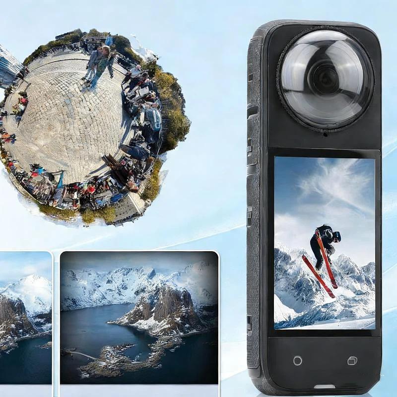 1 Set Silicone Case Lens Protector Cap Cover Lens Guards Carrying Case Protective Frame For Insta360 X4 X3 X2 Camera Accessories
