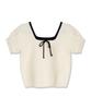 LIKE THE MOST Square Round Ribbon Half Knit_Ivory