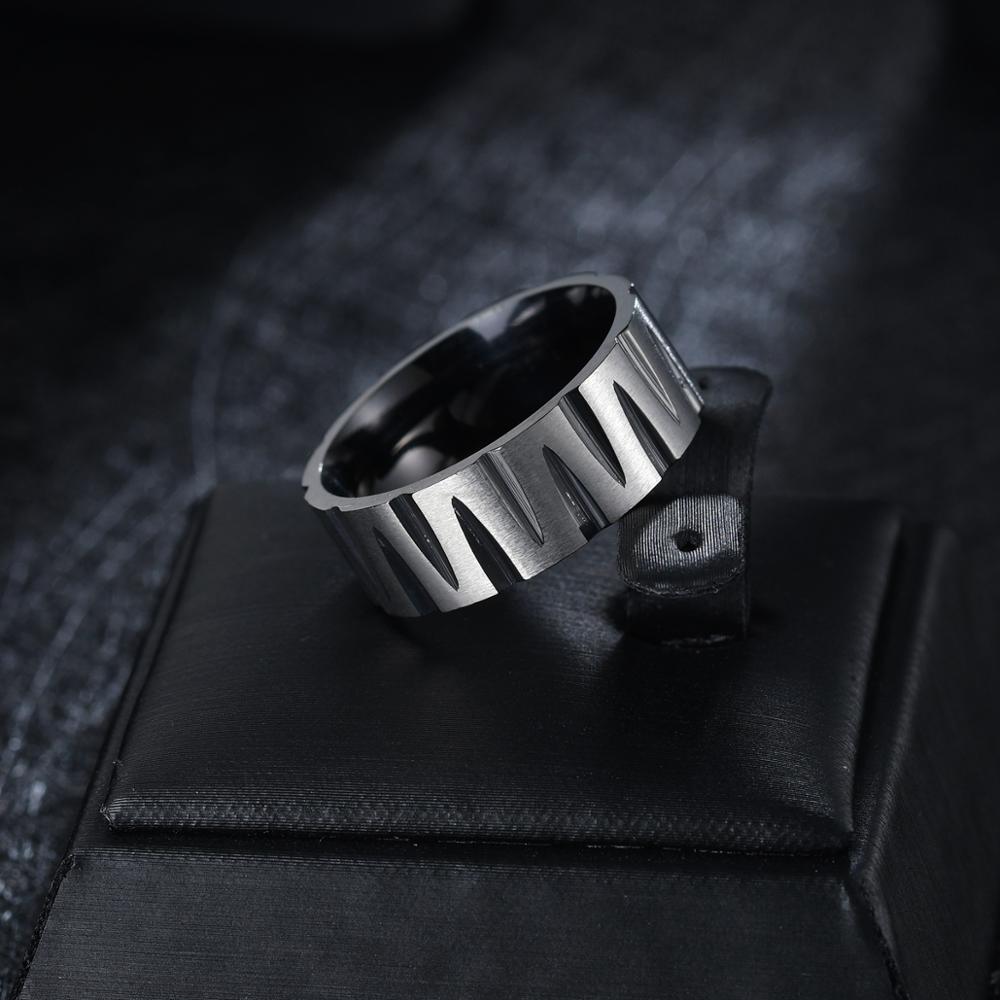 Domineering Men Rings 8mm Wedding Band  Pure Carbide Titanium Engagement Ring for Men Brushed Mate Center Jewelery