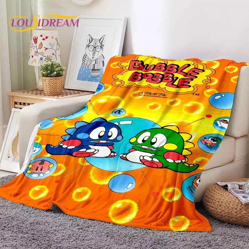 Cartoon Bubble Bobble Puzzle Bobble Retro Game Soft Flannel Blanket for Beds Bedroom Sofa Picnic,Throw Blanket Outdoors Leisure