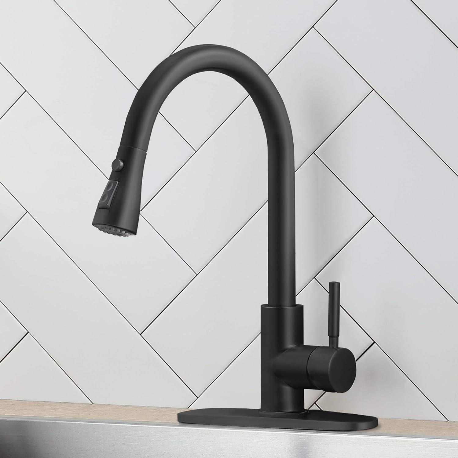 

Single Handle Kitchen Faucet Single Hole Pull-Out Spout Kitchen Sink Mixer Faucet Stream Spray Head Black/Silver Mixer Faucet чёрный