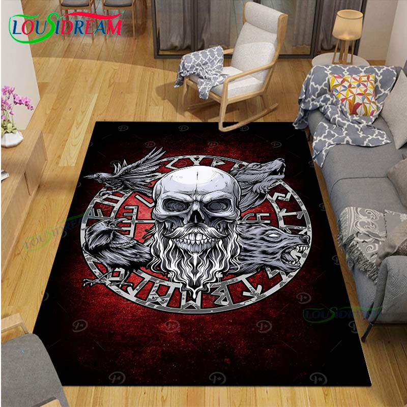 Nordic Viking Mythology Symbols Carpet Room Decor Floor Mats Bedroom Yoga Mat Photography Props Area Rug Birthday Gift