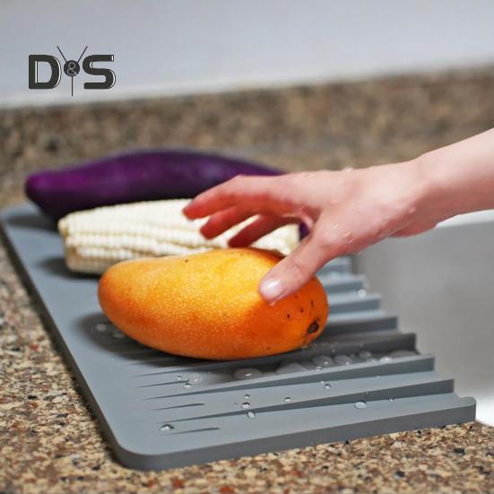 Food Grade Draining Mat Flexible Anti Scratch Kitchen Self Draining Silicone Drying Mat Home Supplies