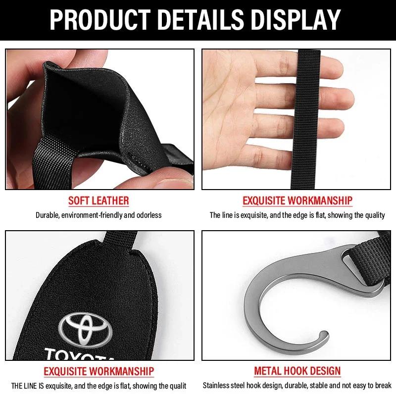 1/2pcs Leather Car Seat Back Hooks Portable Hanging Bag Rack For Toyota Corolla CHR Rav4 Yaris Auris Avensis Car Accessories