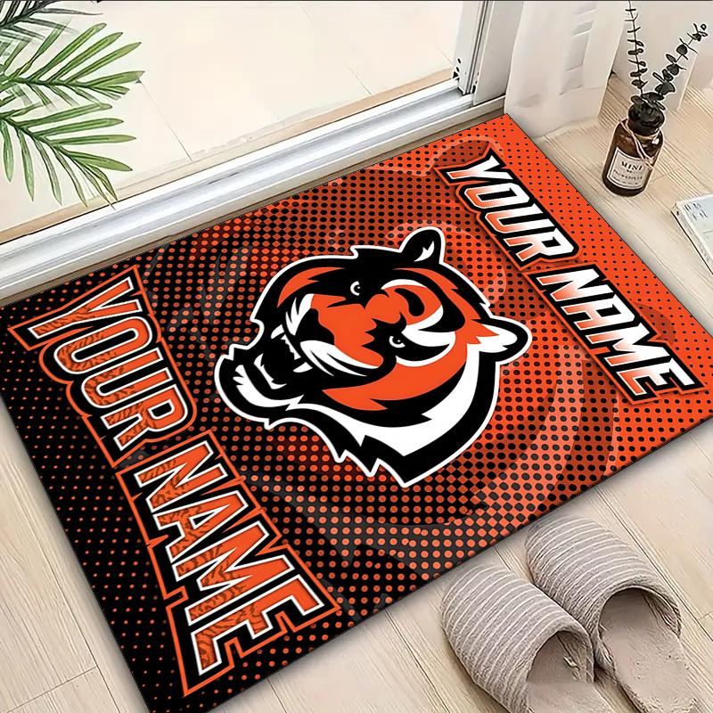 Custom Name Rug Cincinnati-Bengals Helmet Area Rug Suitable for Indoor And Outdoor,Carpets for Homes, Offices,Living Rooms,Home Decor,Christmas Gift