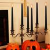 Wondise Halloween Flameless Taper Candles with Remote & Timer, 4 Pack Black Candles Battery Operated LED 3D Wick Flickering for Halloween Table