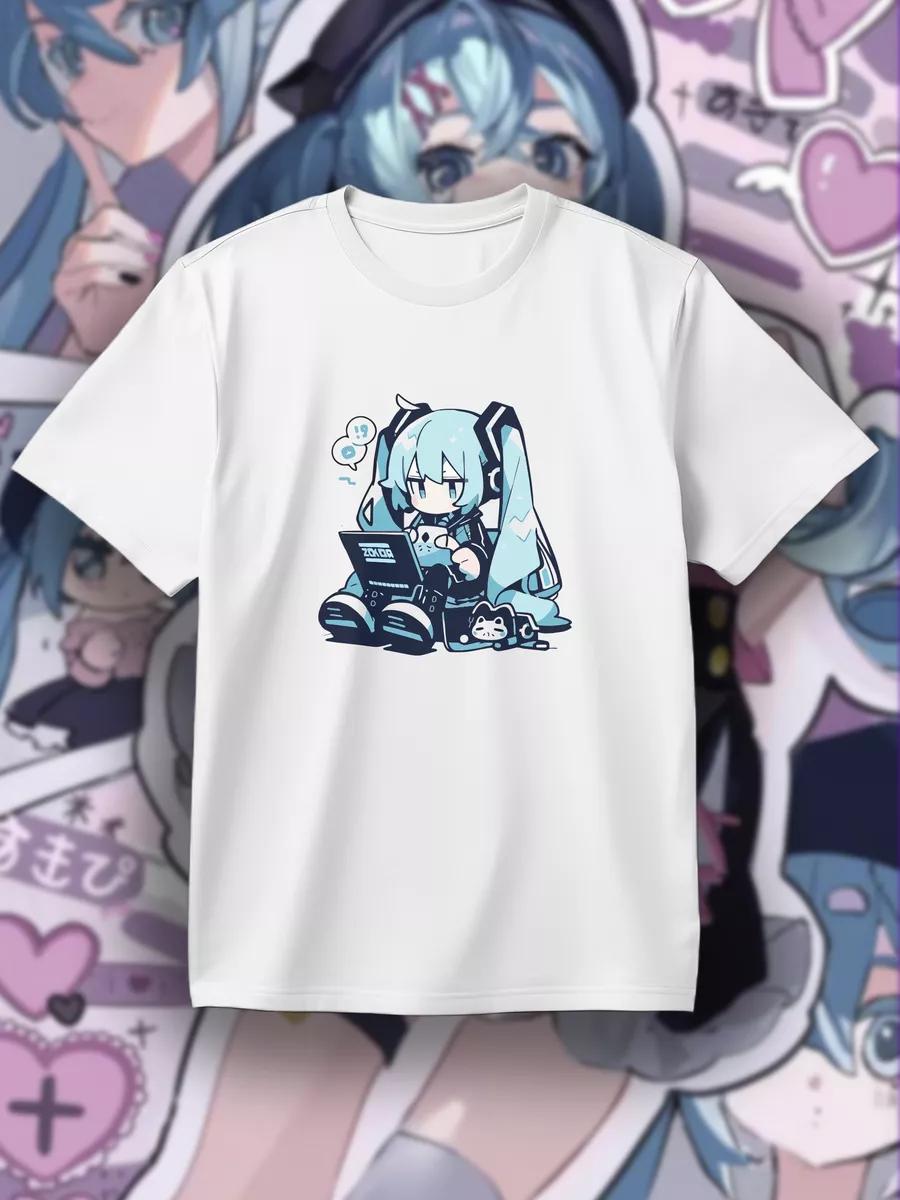 T-shirt Hatsune Miku behind laptop 4XL