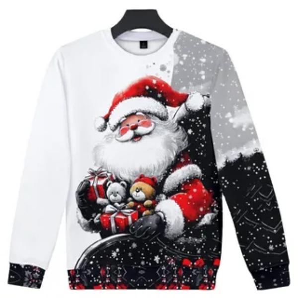 Autumn Winter New Men's Women's Santa Claus Creative Printed Round Neck Lightweight Casual Loose Pullovers
