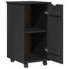 Mobile Storage Cabinet In Black 34 X 39 X 65.5 Cm Solid Pine Wood