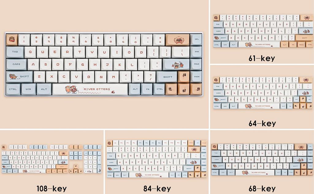 127 Key PBT Dye Sublimation Printing Keycap Set XDA Profile Custom Keycaps Cute Design US Layout Cherry Gateron MX Switches Compatible with Mechanical