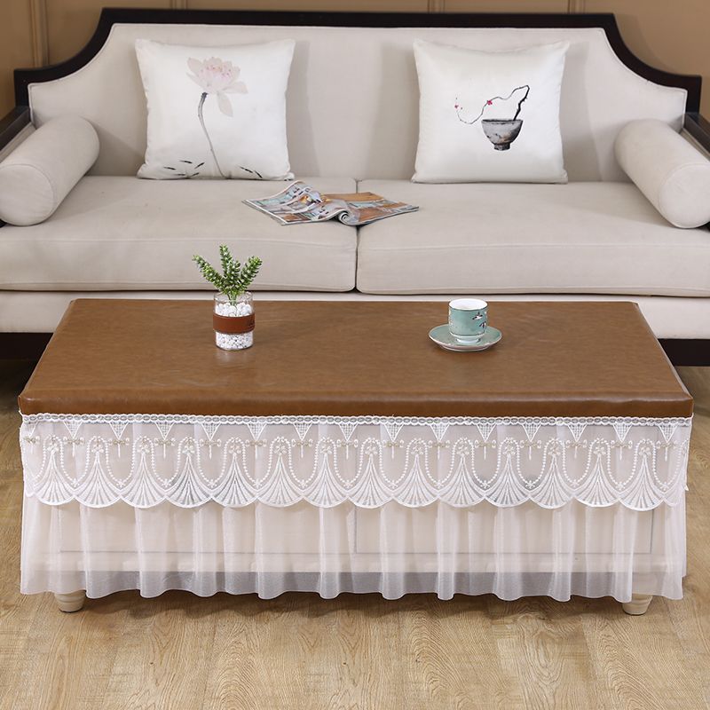 High End European Style White Waterproof Tablecloth Lace Edged Large-sized Mat Thick Household Oil Proof Tea Table Cover