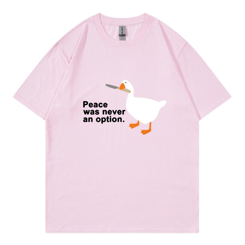 Peace Was Never An Option Kawaii Funny Print Women T Shirt Cool Street T-Shirt Soft Breathable Tee Clothes Vintage O-Neck Tshirt