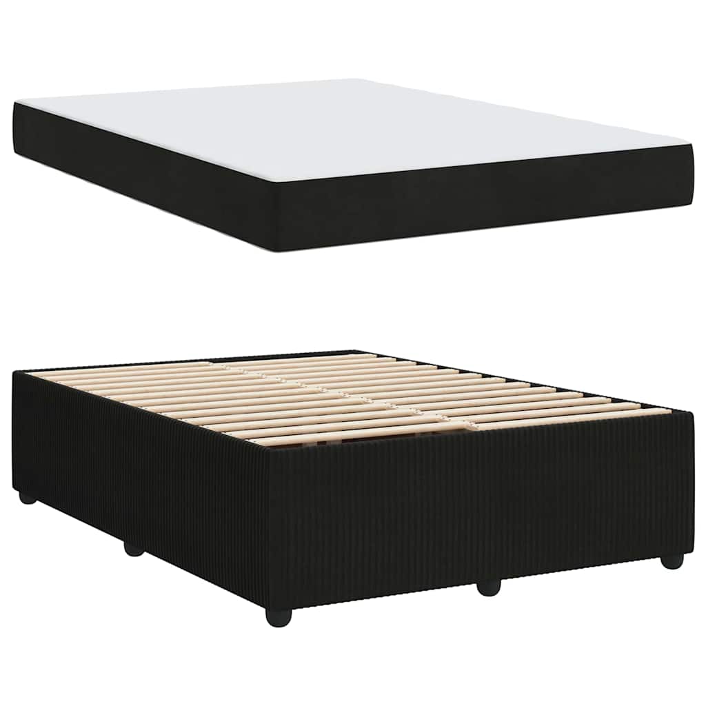 Bed Frame with Mattress Black 140 x 200 cm Fabric