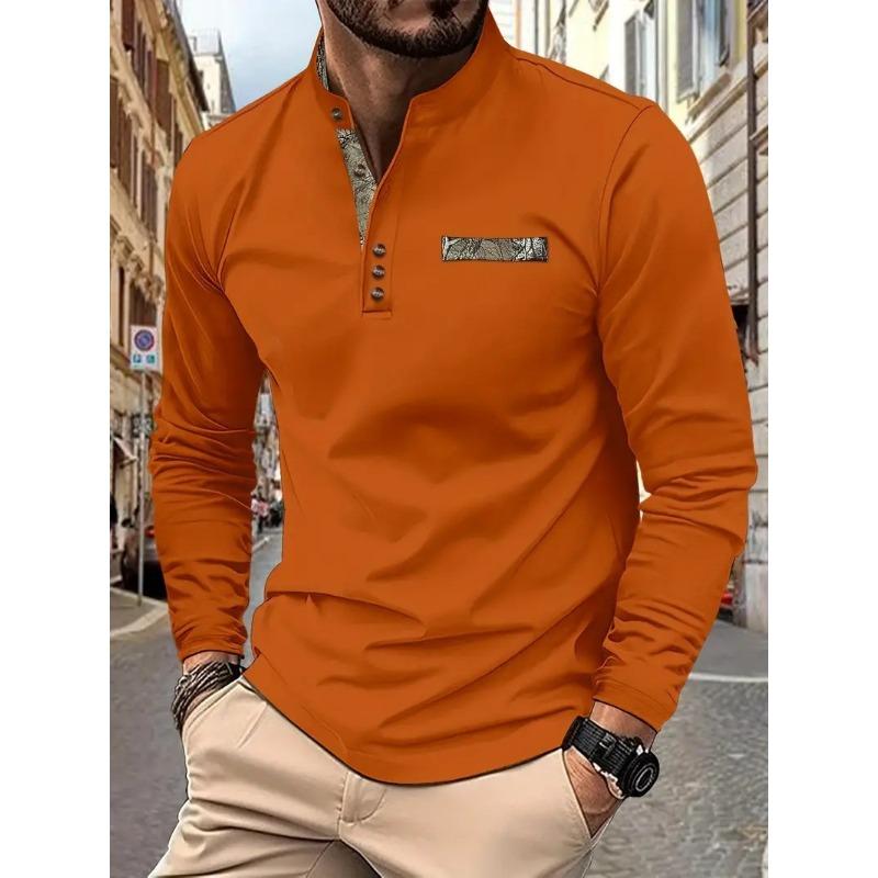 Fashionable Men's Sweatshirt: Casual, Sporty, Comfortable with Small Stand Collar Long-Sleeved Top