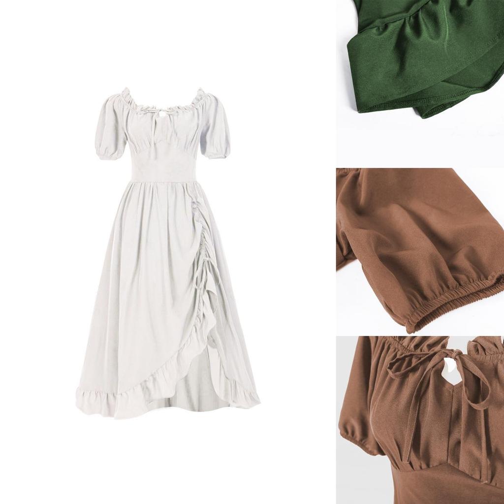 Lady Renaissance Medieval Gown Dress Cosplay Decoration Costume Set Performance