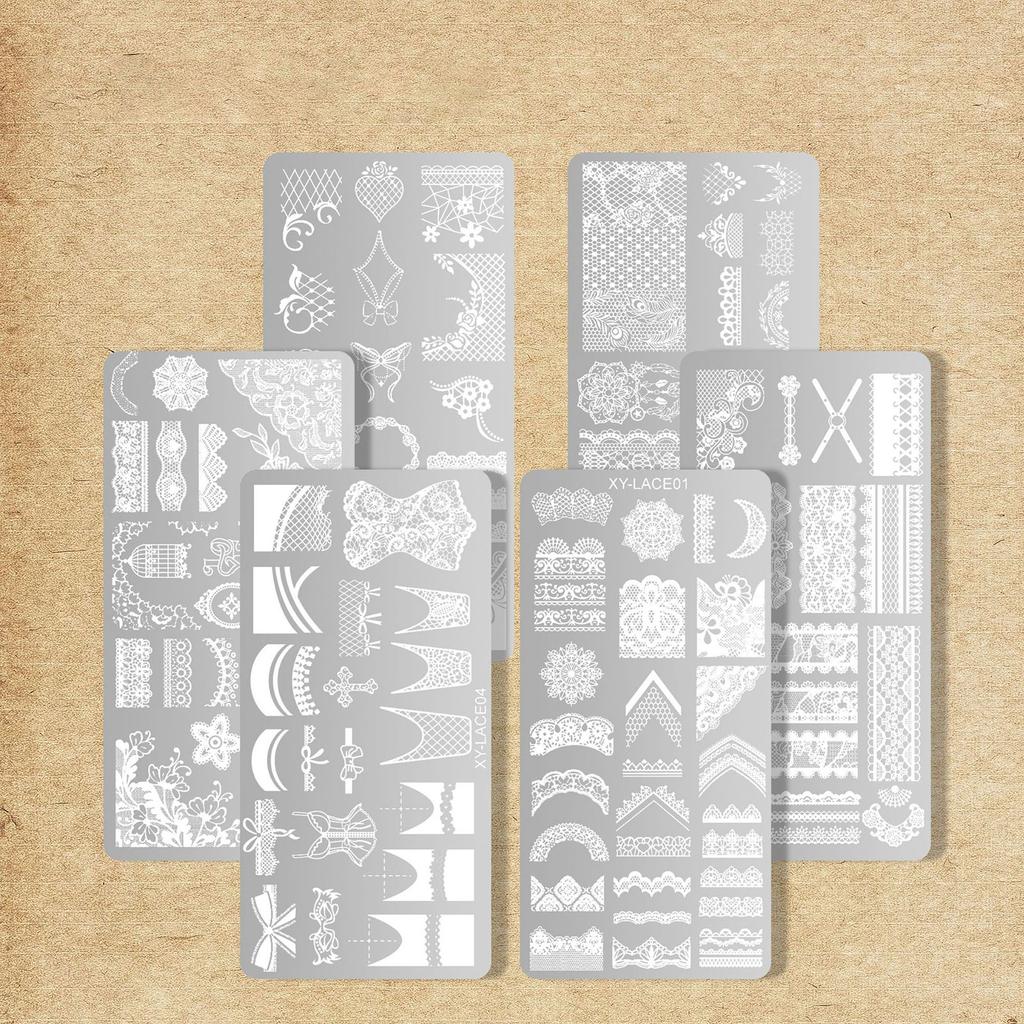 Hollow Lines Nails Art Stamping Template Flowers Manicure Print French Tip Nails Stamping Plates Nails Art Stamp Tool