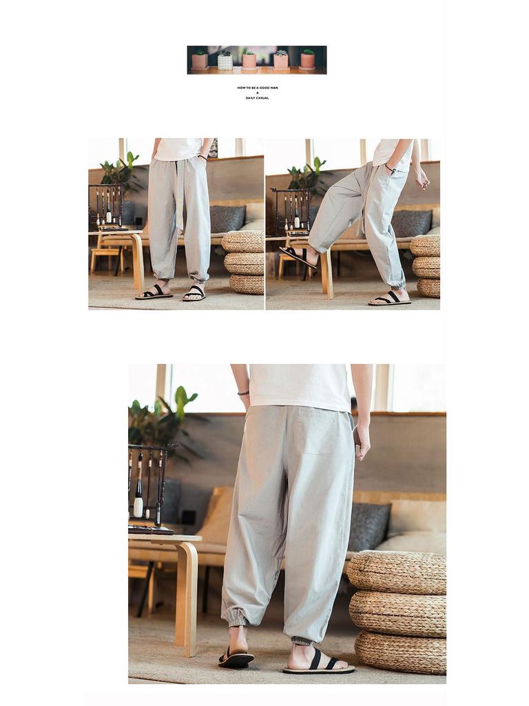 2019 Herren Retro Baumwolle Leinen Bestickte Haremshose - Herbst/Winter, Lässig, Übergröße