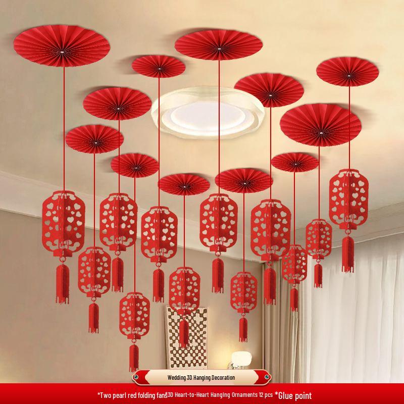 Double Happiness Flower Ornaments for Wedding Room or Ceiling Décor