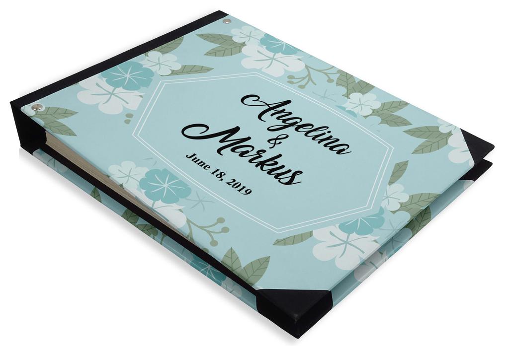 Darling Souvenir Blue Floral & Geometric Hardbound Cover Printed Anniversary Wedding Guestbook Scrap Book-7 X 9