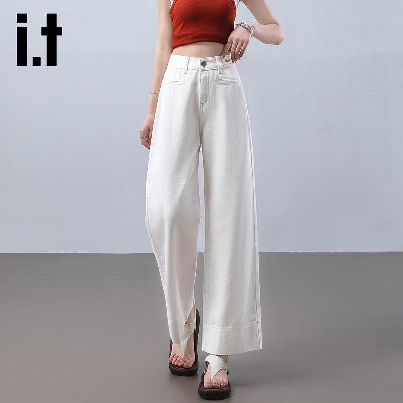 Izzue It Women's High-Waisted Wide-Leg Denim Pants