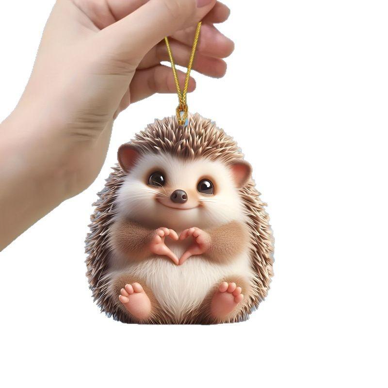Acrylic Flat Surface Pendant Cute Hedgehog Finger To Love Heart Design Decor For