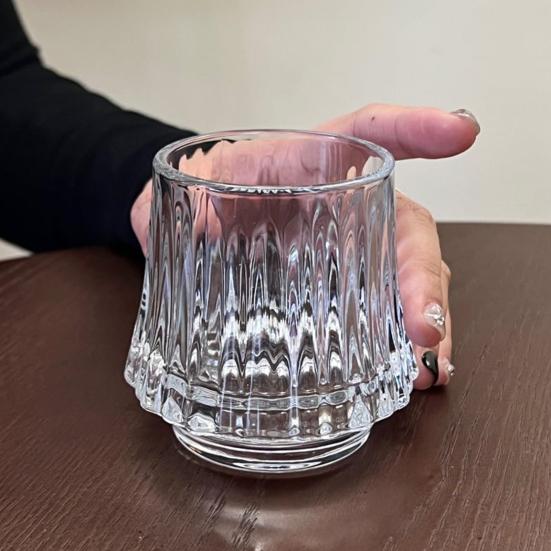 Yousheng Volcano Texture Glass Coffee Cup 150ml Whiskey Tumbler with Embossed Design Heat & Cold Resistant Drink Cup for Espresso Latte Cocktails