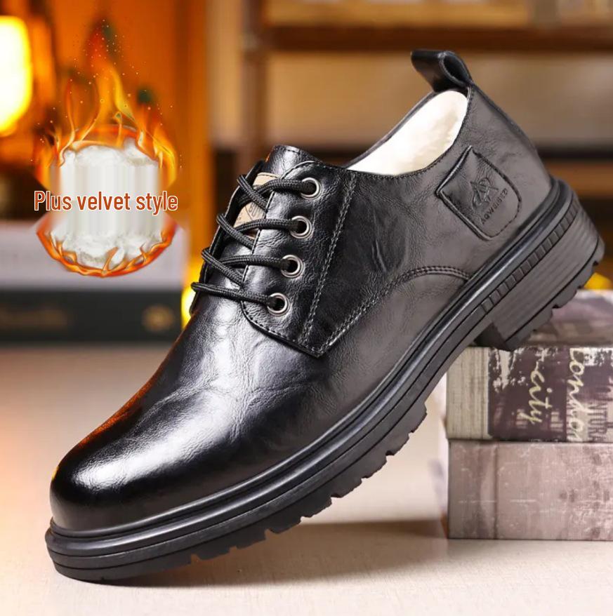 Ovigz Yadan Style Men's Premium Breathable Leather Business Shoes - Soft, Non-slip Sole.