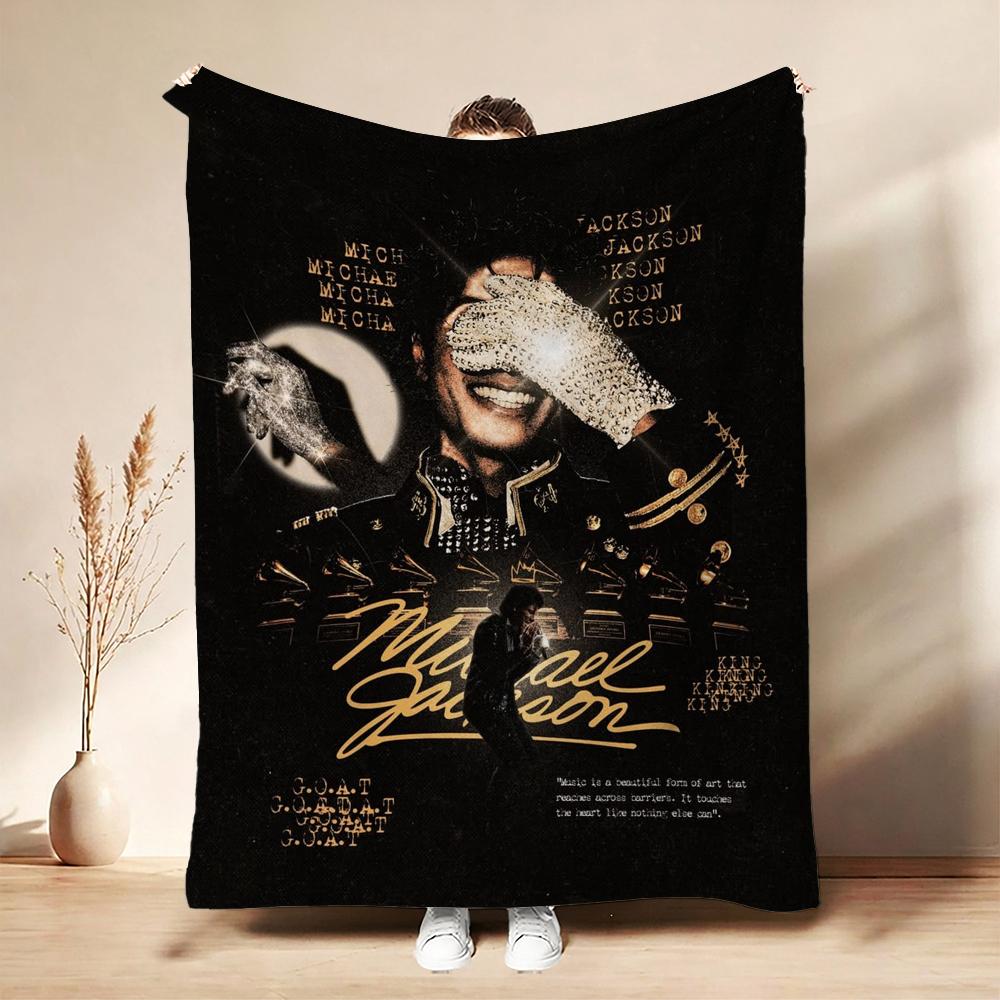 Michael Jackson Pop Theme Blanket Cozy Warm Fleece Blanket For Camping Travel Party Decor Great Holiday Gift