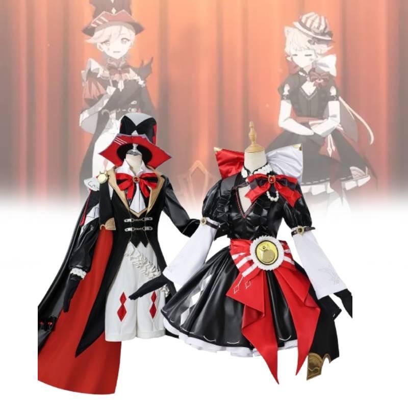 Lynette Genshin Impact Lyney Cosplay Costume Set Anime Role Play Clothing Girl