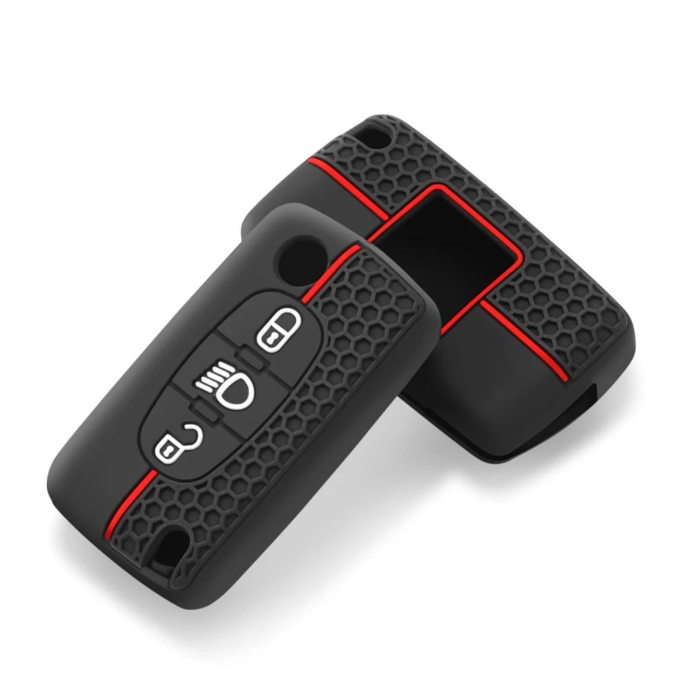 Silikonowe etui na kluczyk samochodowy do Citroena C2 C3 C4 C5 C6 Xsara Berlingo do Peugeota 207 307 308 407 607 807 Protector Fob