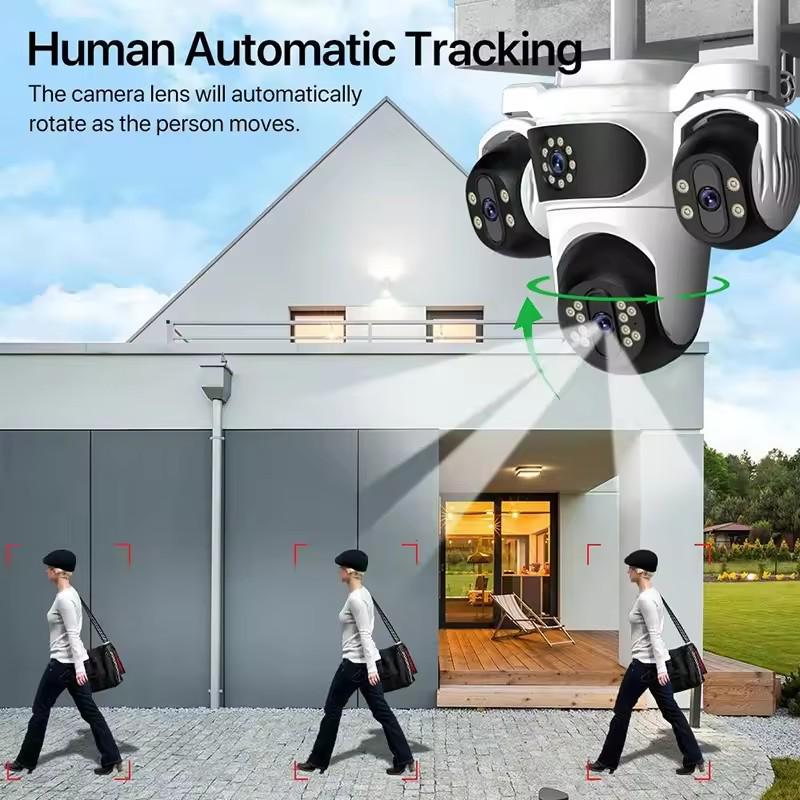 ICsee 360° Rotating WiFi Surveillance Camera with Triple-Lens, Triple-Screen, and Human Detection