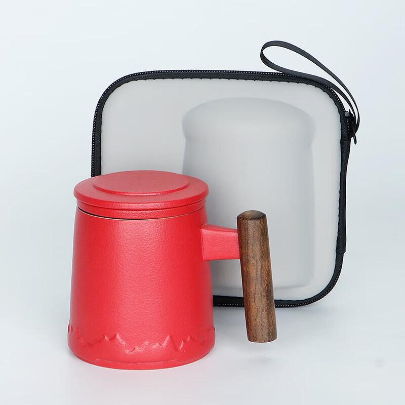 Tea Cycle Ceramic Travel Mug with Filter & Wooden Handle