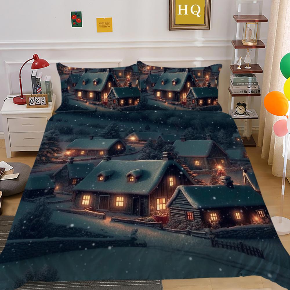 Crăciun Imprimat Home Lenjerie Queen Size Poliester Lenjerie de pat Copii Cuverturi Drăguțe de Înaltă Calitate
