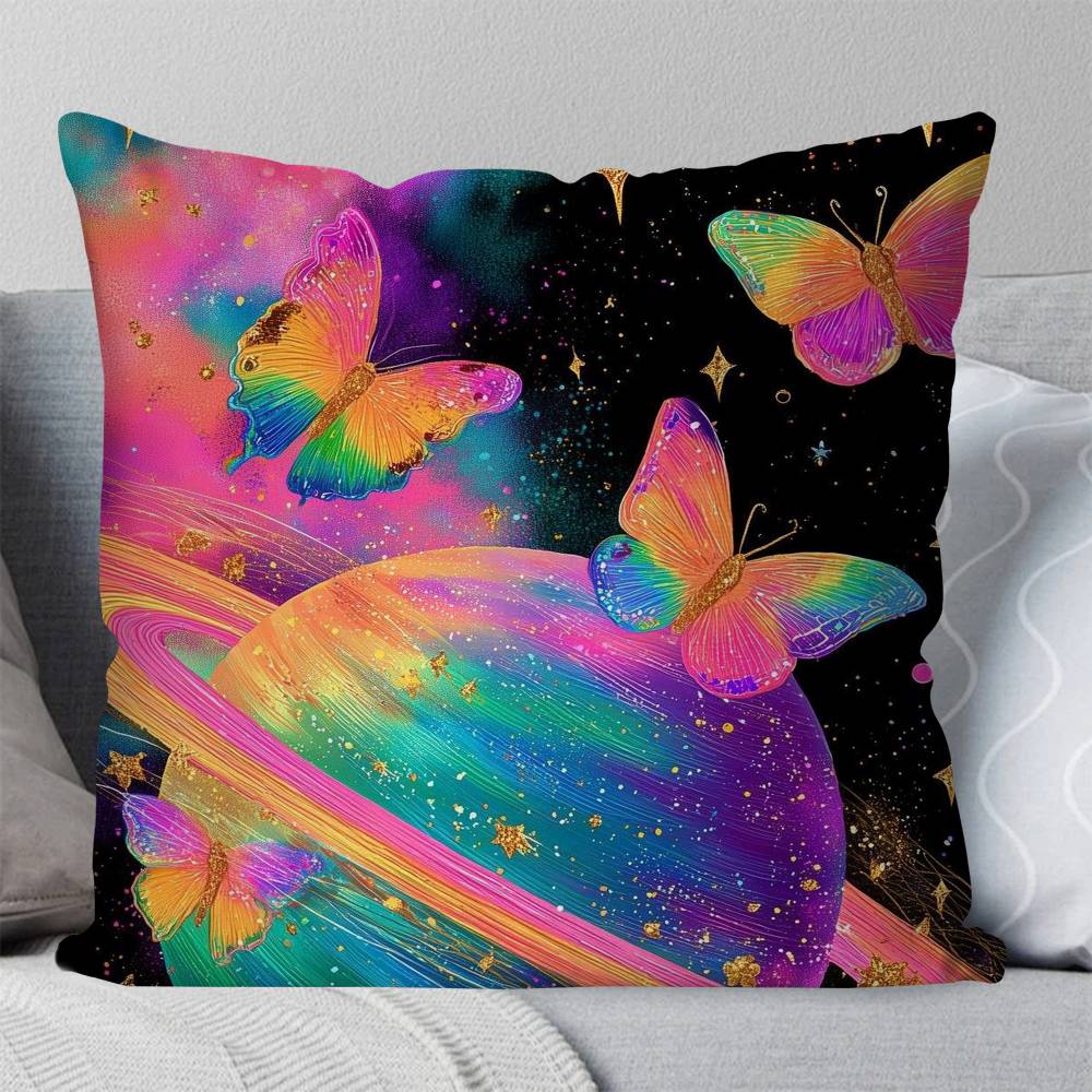Magical Colorful Butterfly Pillow Case Fashion Square Pillowcase Bedroom Sofa Room Ins Decoration Leisure