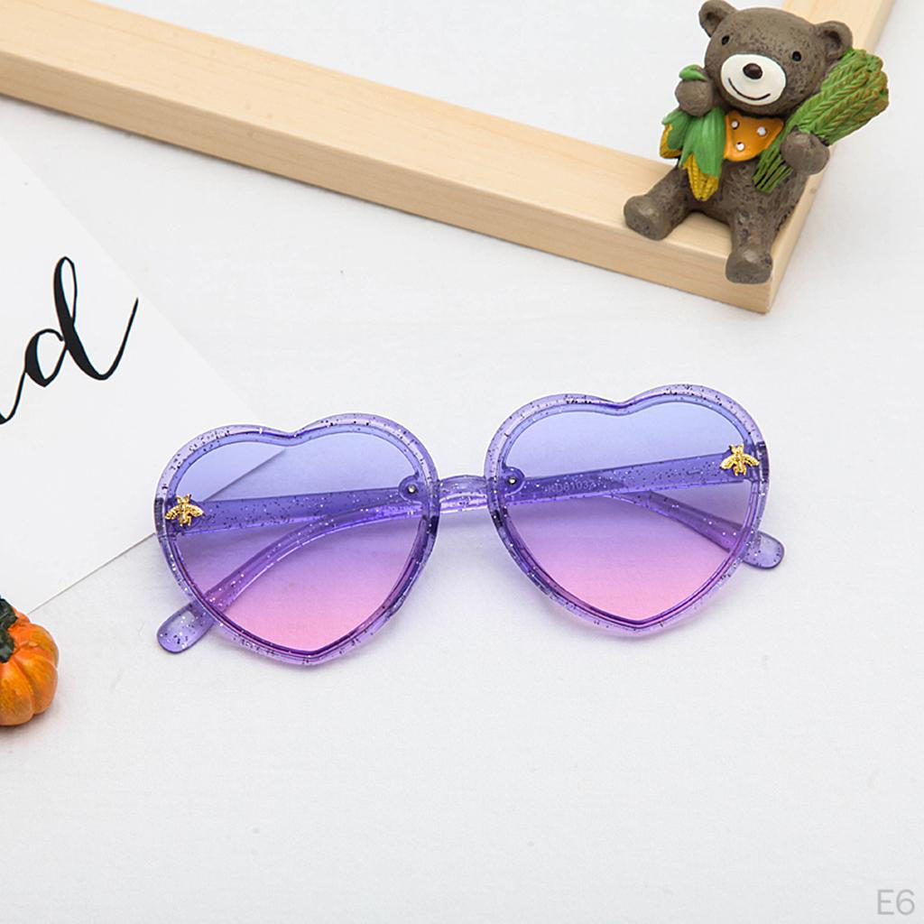 2 Pieces Colorful Heart Sunglasses UV400 Transparent Eyeglasses Eyewear Round for Girls Gift Boys