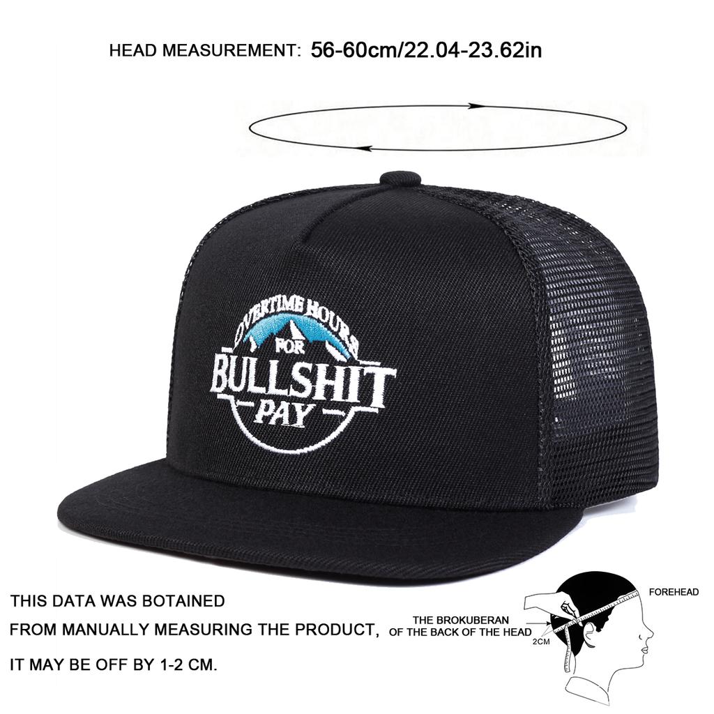 Women Bullshit Pay Letter Print Embroidery Hip-Hop Net Hats Spring Summer Outdoor Use Adjustable Casual Baseball Caps Sunscreen Hat For Men And