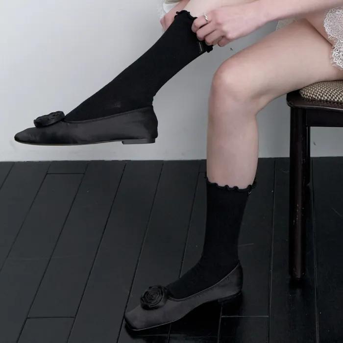 Frill Top Middle Socks_2COL (L251MSC030)